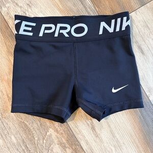 Nike Black Pro Dri-FIT Kids' Athletic Shorts with White Logo